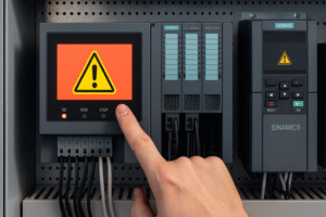 homemmanseando um aparelho de automação industrial