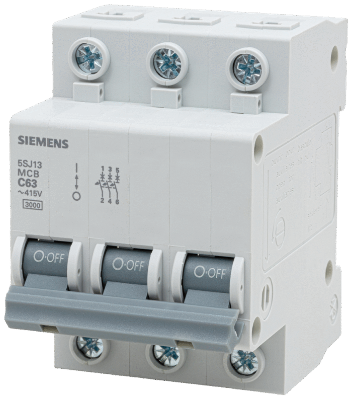 Disjuntor Tripolar Siemens 5SJ1363-7MB | 63A Curva C 400V DIN
